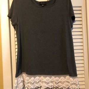Brand new! Gray top with lace trim